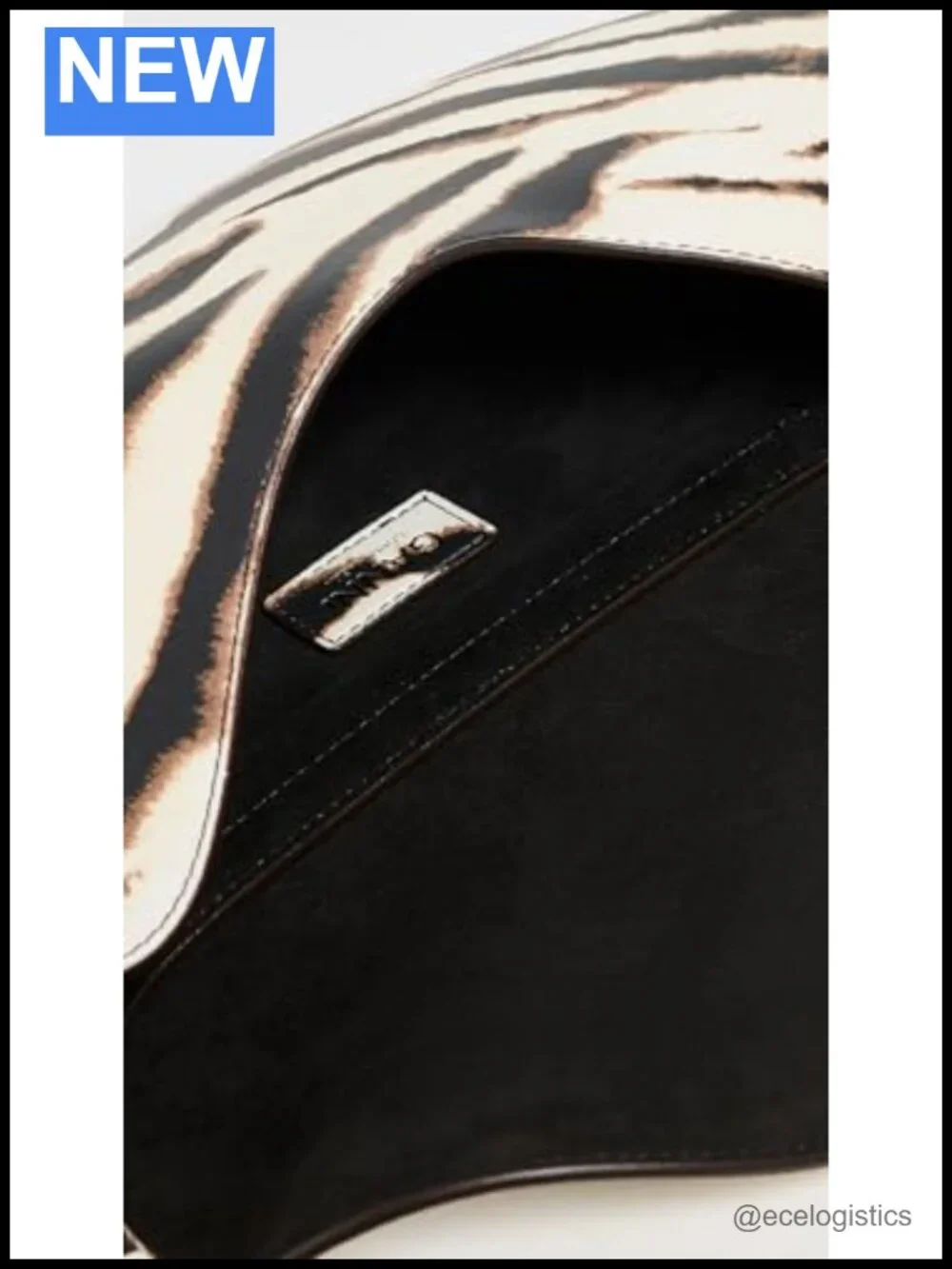 Faux Leather Ganni Kat Zebra Shoulder Bag with Gold-Tone Hardware Cotton